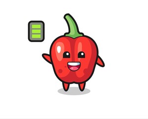red bell pepper mascot character with energetic gesture