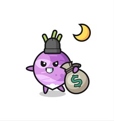 Illustration of turnip cartoon is stolen the money