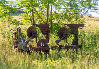 Farm machinery, Newton of Belltrees, Lochwinnoch, Renfrewshire, Scotland, UK