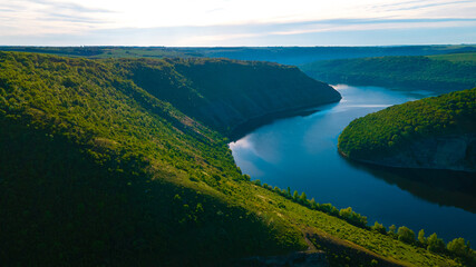 canyon river islands cliff top view