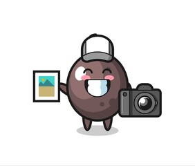 Character Illustration of black olive as a photographer