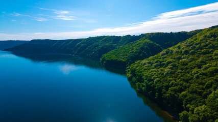 canyon river islands cliff top view