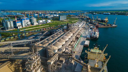 Industrial port in the field of import-export global business logistics and transportation, Loading...