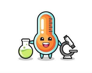Mascot character of thermometer as a scientist