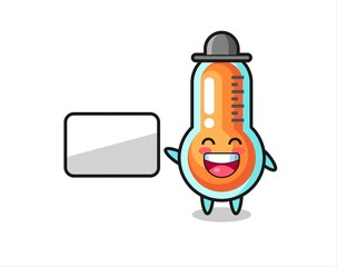 thermometer cartoon illustration doing a presentation
