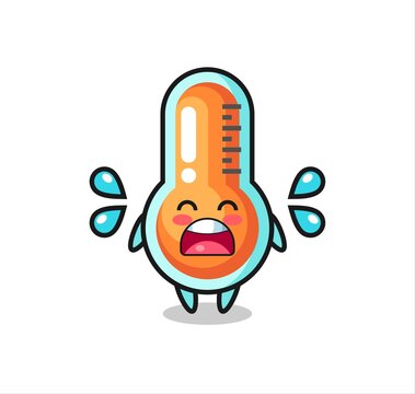 thermometer cartoon illustration with crying gesture