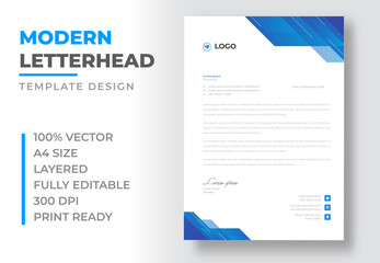 corporate modern business  letterhead design template with blue color. creative modern letter head design template for your project. letterhead, letter head, simple  business letterhead design.