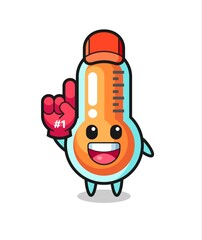 Fototapeta premium thermometer illustration cartoon with number 1 fans glove