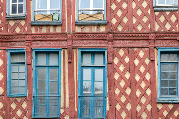 Naklejka premium facade of an old house in the historic center of Rennes, Brittany