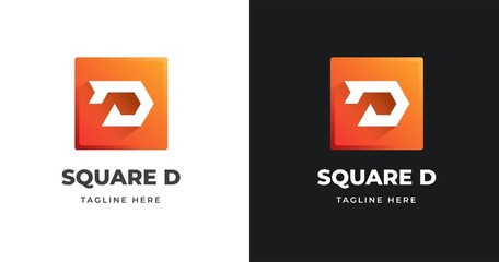 Letter D logo design template with square shape style