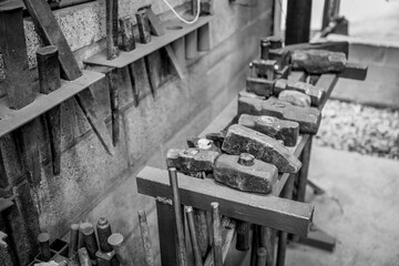 Iron forge hammers and tools