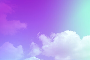 beauty sweet pastel soft blue and violet with fluffy clouds on sky. multi color rainbow image. abstract fantasy growing light