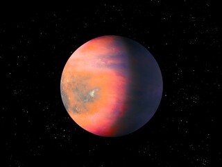 beautiful exoplanet in far space, planet with a solid surface 3d illustration
