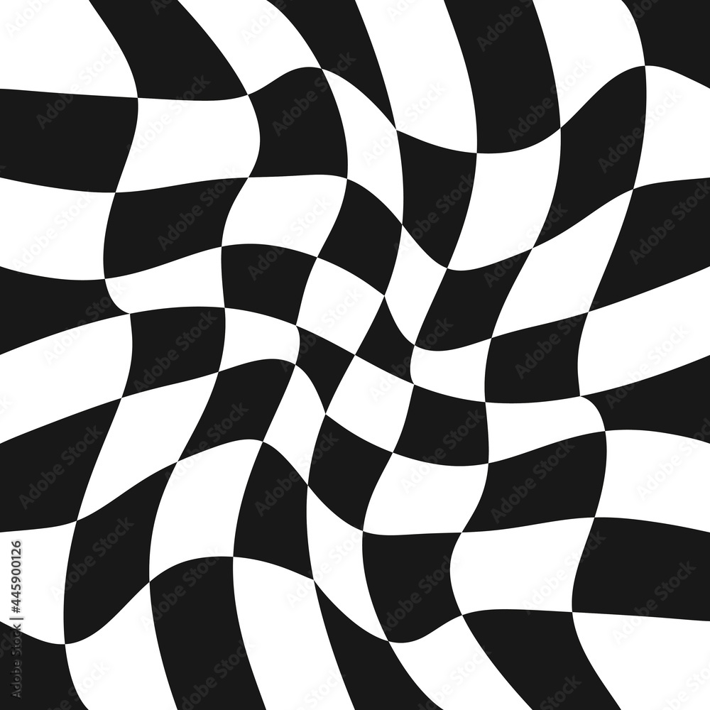 Poster Wavy twisted race flag in vector.