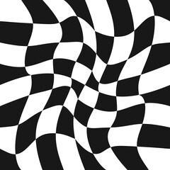Wavy twisted race flag in vector.