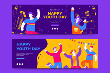 Happy international youth day banner template