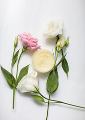 Cream in a jar on a white background