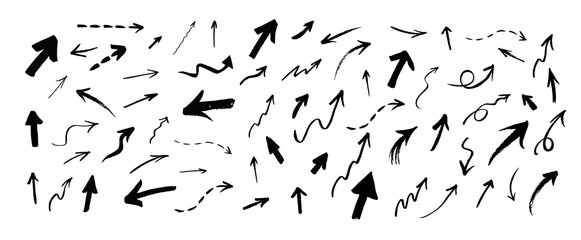 Vector set of hand drawn grunge arrows