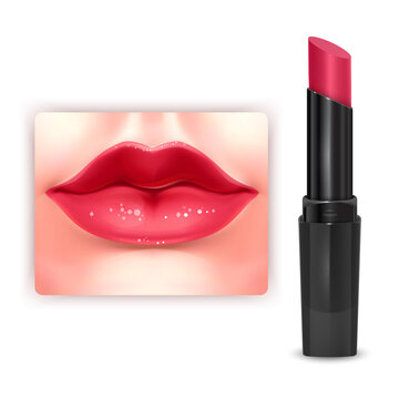 Bright Pink Lipstick Cosmetic Package Design 3D Illustration
