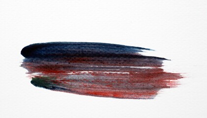 Fototapeta premium Quick flick of the watercolor brush, red, blue