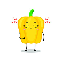 Vector illustration of yellow paprika character with cute expression, funny, paprika isolated on white background, vegetable for mascot collection, emoticon kawaii, chili pepper, sad, angry, upset
