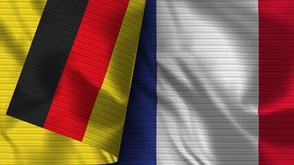 France and Germany Realistic Flag – Fabric Texture 3D Illustration