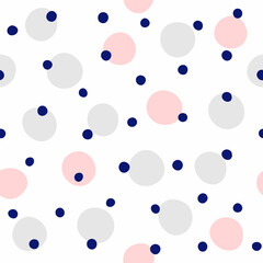 Simple seamless pattern with randomly scattered round spots. Cute vector illustration.