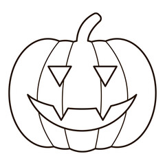 Halloween pampkin logo. Linear punpkin icon on white background. Black vector pumpkin illustration. Simple illlustration of halloween pumpkin.