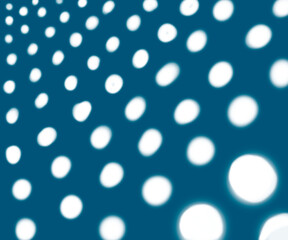 Trendy abstract blue background with white polka dots.
