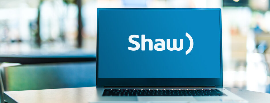 Laptop Computer Displaying Logo Of Shaw Communications