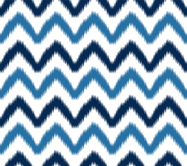 Abstract . Ikat seamless pattern traditional. line indigo on white background. design for pillow, print, fashion, clothing, fabric, gift wrap.  Vector.