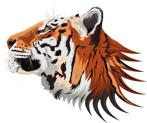 Vector illustration of a tiger's head in profile (abstraction)