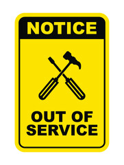 Out of service sign on white background