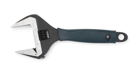 Adjustable wrench isolated on white.