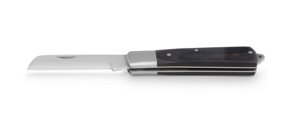 Folding knife isolated on white.