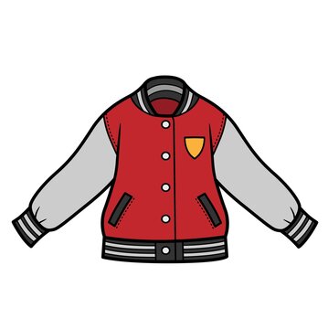 red varsity jacket with gray sleeves clip art preview