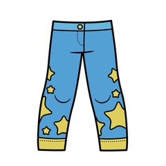Pants with star applique for girls color variation for coloring page isolated on white background