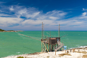 fishing towers near Vieste, NP Gargano, Foggia, Italy