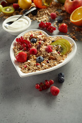 Healthy breakfast bowl on table