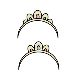 Tiara for a princess in two versions color variation for coloring page isolated on white background