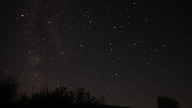 timelapse of the starry sky and the milky Way over Russia