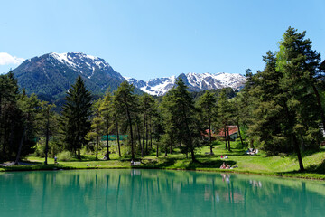 Obraz premium Gebirgssee in Hochimst, Österreich Tirol