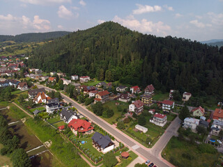 Muszyna latem/Muszyna Town aerial view in summer, Lesser Poland, Poland © Pictofotius