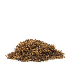 Pile of dried smoking tobacco isolated on a white background.copy space for text.no world tobacco day concept