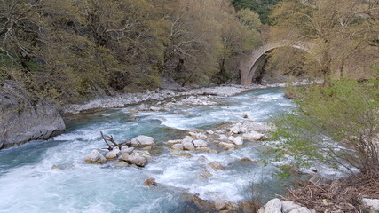 Cool water rushes through a mountain river.