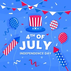 Flat 4th Of July Independence Day Illustration