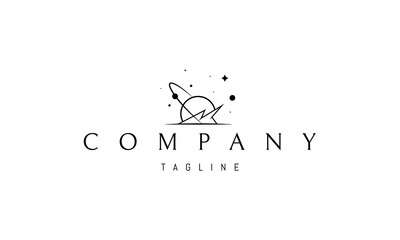 Vector logo on which an abstract image of a landscape from another planet.