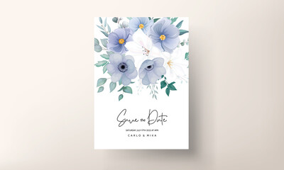 Beautiful Wedding Invitation Card With Blue Flower_5