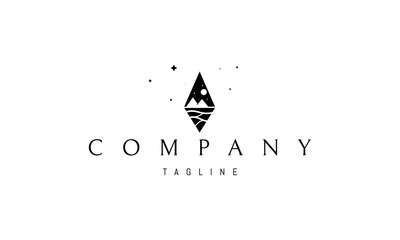 Fototapeta premium Vector logo on which an abstract image of mountains and rivers in the form of a crystal.