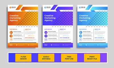 Corporate Creative & Professional Flyer Template. This template download contains 300 dpi , It comes in 3 color variations 